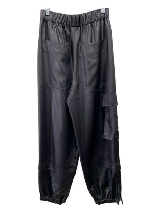 Tibi Size XS Black Triacetate & Polyester Elastic Waist Satin Jogger Pants Black / XS