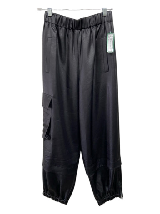 Tibi Size XS Black Triacetate & Polyester Elastic Waist Satin Jogger Pants Black / XS