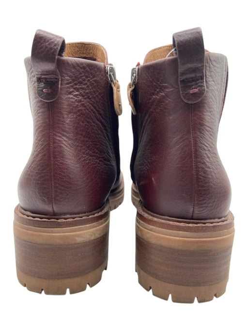 Gentle Souls Shoe Size 10 Burgundy Leather Upper Elastic Side Zip Lug Sole Boots Burgundy / 10
