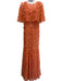 Mac Duggal Size 10 Coral Orange Polyester Floral Applique Capelet Neckline Gown Coral Orange / 10