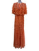 Mac Duggal Size 10 Coral Orange Polyester Floral Applique Capelet Neckline Gown Coral Orange / 10