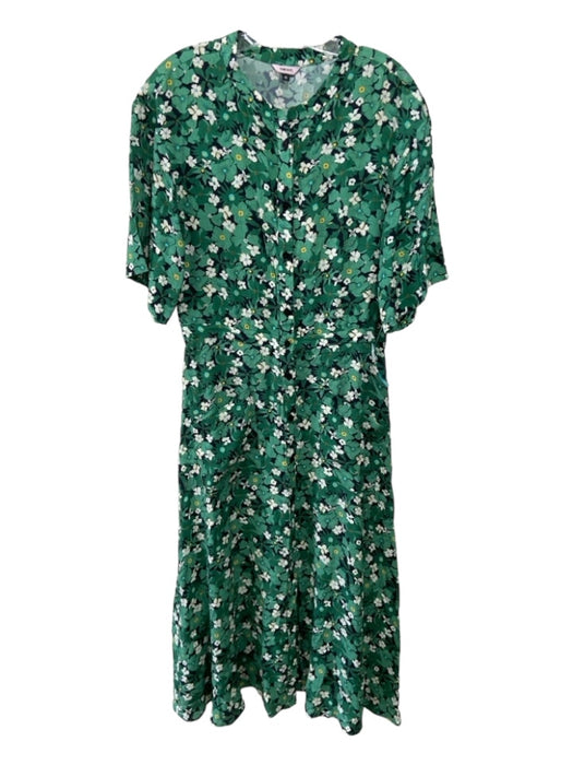 The Kit. Size 6 Green Black White Rayon Blend Floral Button Front Maxi Dress Green Black White / 6