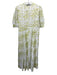 Julia Amory Size S White & Green Cotton 1/2 Sleeve Button Front Floral Dress White & Green / S