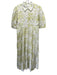 Julia Amory Size S White & Green Cotton 1/2 Sleeve Button Front Floral Dress White & Green / S