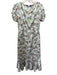 Cinq a Sept Size 8 White, Green & Pink Polyester Botanical Print V Neck Dress White, Green & Pink / 8