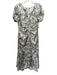 Cinq a Sept Size 8 White, Green & Pink Polyester Botanical Print V Neck Dress White, Green & Pink / 8