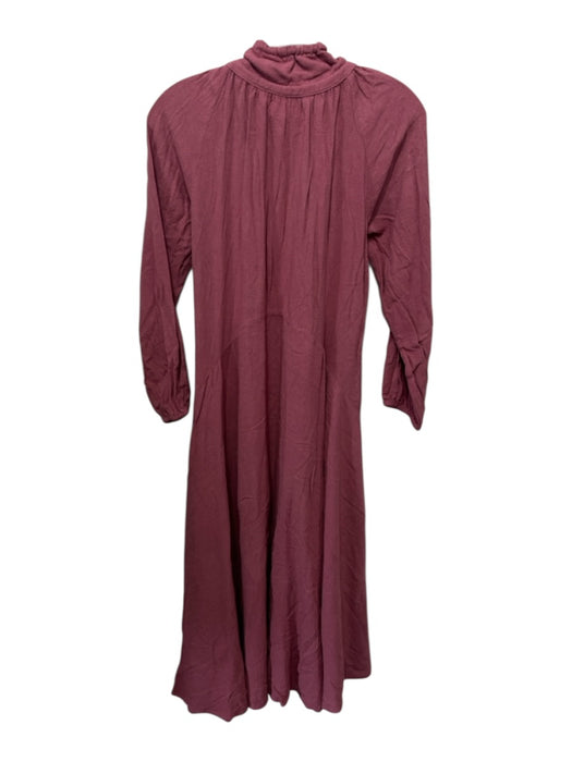XiRENA Size XS Rose Pink Cotton Blend Long Sleeve Tie V Neck 1/4 Button Dress Rose Pink / XS