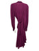 Anna Mason Size 10 Plum Purple Silk Long Balloon Sleeve Wrap Ruffle Detail Dress Plum Purple / 10
