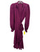 Anna Mason Size 10 Plum Purple Silk Long Balloon Sleeve Wrap Ruffle Detail Dress Plum Purple / 10