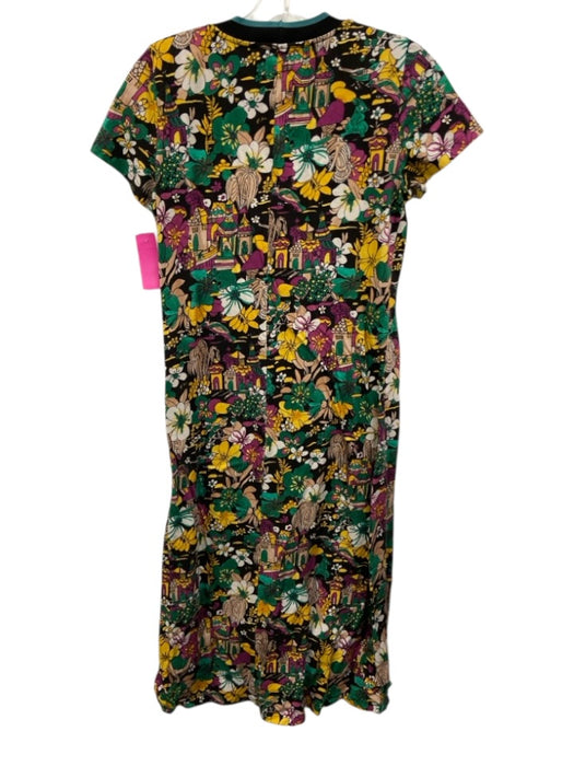 La Double J Size Est XS Green, Yellow, Black Cotton Blend Short Sleeve Dress Green, Yellow, Black / Est XS