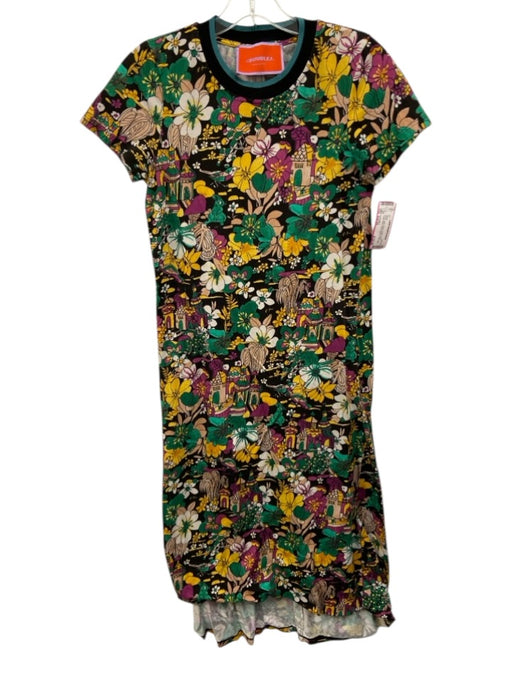 La Double J Size Est XS Green, Yellow, Black Cotton Blend Short Sleeve Dress Green, Yellow, Black / Est XS