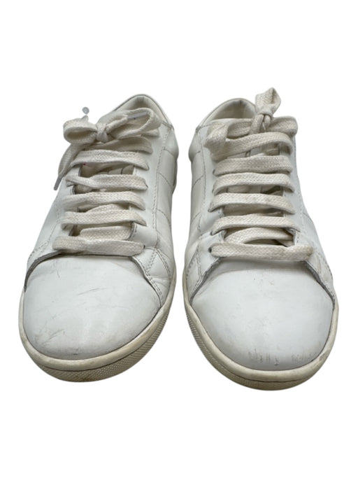 Saint Laurent Shoe Size 40 White Leather Upper Lace Up Paneled Low Top Sneakers White / 40