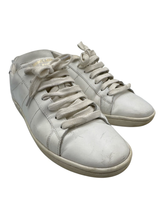 Saint Laurent Shoe Size 40 White Leather Upper Lace Up Paneled Low Top Sneakers White / 40
