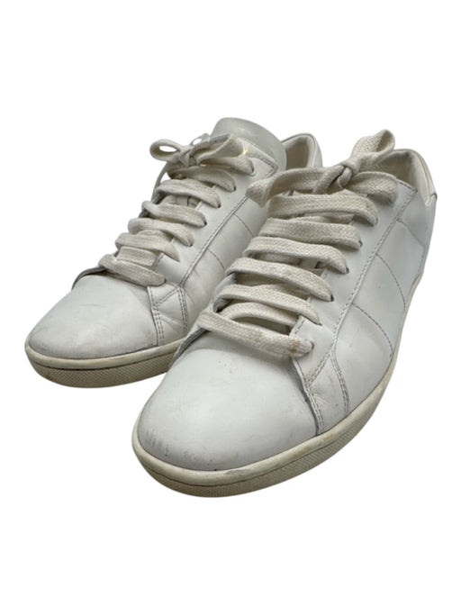 Saint Laurent Shoe Size 40 White Leather Upper Lace Up Paneled Low Top Sneakers White / 40