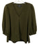 Pomander Place Size Small Olive Green Polyester Blend 3/4 Sleeve Split Neck Top Olive Green / Small