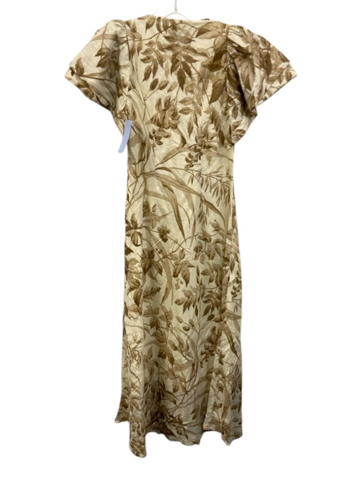 Tuckernuck Studio McGee Size Small Brown & Cream Linen Blend Cap Sleeve Dress Brown & Cream / Small