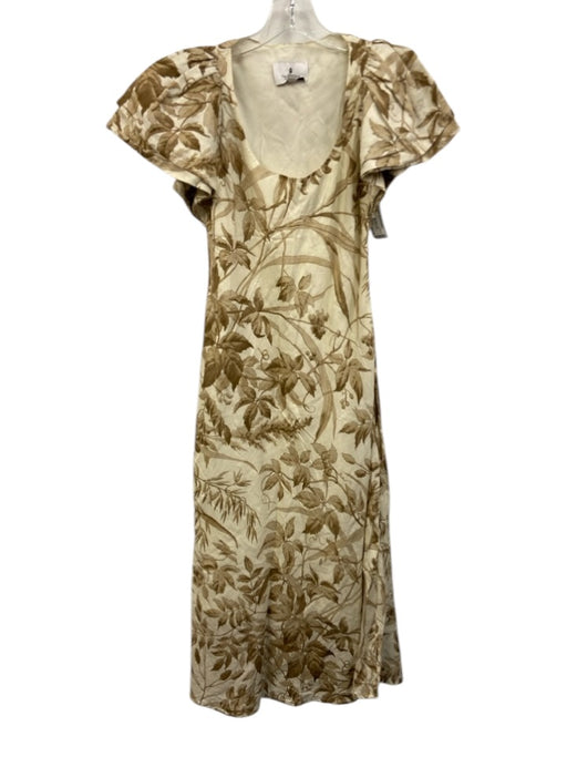 Tuckernuck Studio McGee Size Small Brown & Cream Linen Blend Cap Sleeve Dress Brown & Cream / Small
