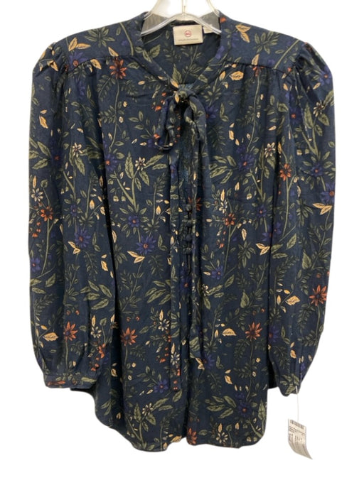 AG Adriano Goldschmied Size Small Navy, Green, Orange Rayon Blend Floral Top Navy, Green, Orange / Small