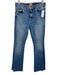 Mother Size 28 Medium Wash Cotton Denim High Rise Whiskering Raw Hem Flare Jeans Medium Wash / 28
