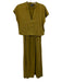 ME+EM Size 4 Olive Green Cotton Short Sleeve Gathered V Neck Midi Dress Olive Green / 4
