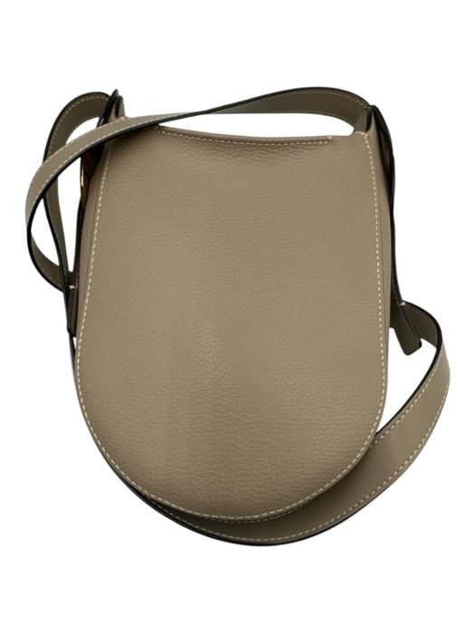 Chloe Taupe Gray Leather Magnetic Closure Grained Gold Hardware Crossbody Bag Taupe Gray / Small