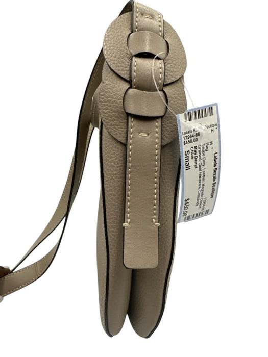 Chloe Taupe Gray Leather Magnetic Closure Grained Gold Hardware Crossbody Bag Taupe Gray / Small