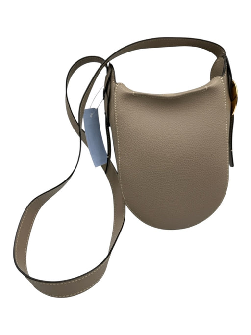 Chloe Taupe Gray Leather Magnetic Closure Grained Gold Hardware Crossbody Bag Taupe Gray / Small
