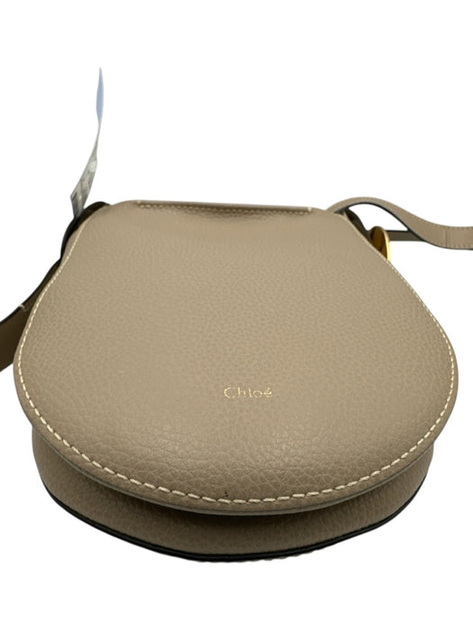 Chloe Taupe Gray Leather Magnetic Closure Grained Gold Hardware Crossbody Bag Taupe Gray / Small