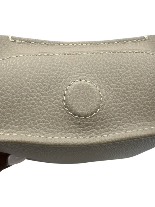Chloe Taupe Gray Leather Magnetic Closure Grained Gold Hardware Crossbody Bag Taupe Gray / Small
