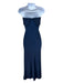 Lulus Size S Navy Blue Polyester Blend Satin Strapless Foldover column Gown Navy Blue / S