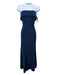 Lulus Size S Navy Blue Polyester Blend Satin Strapless Foldover column Gown Navy Blue / S