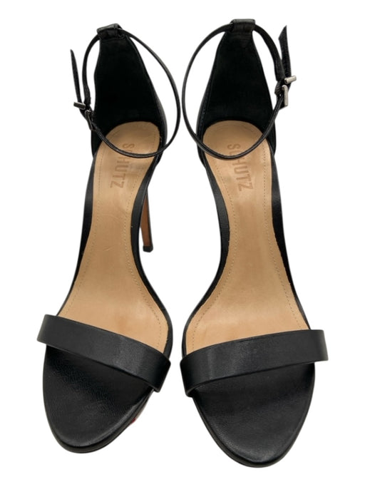 Schutz Shoe Size 8 Black leather sole Ankle Strap Stiletto Sandals Black / 8