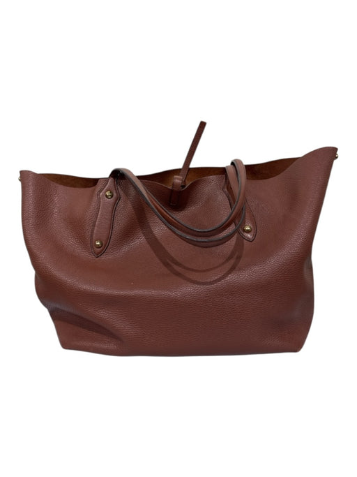 Annabel Ingall Brown Leather Gold Tone Hardware Two Straps Open Top Tote Bag Brown