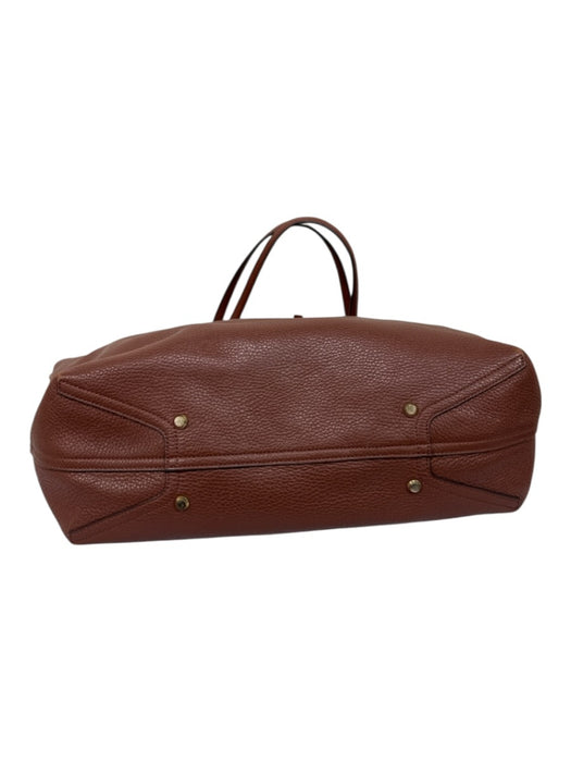Annabel Ingall Brown Leather Gold Tone Hardware Two Straps Open Top Tote Bag Brown