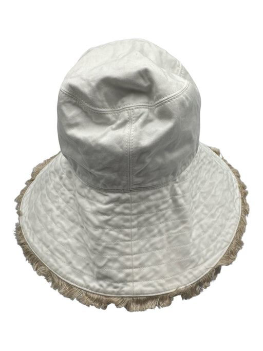 Gi'n'Gi White & Beige Cotton Fringe Bucket Hat White & Beige / M