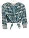 Intermix Size S White & Blue Cotton Long Sleeve All Over Print Hook & Eye Top S