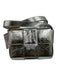 Tiffany & Fred Silver Leather Shiny Crinkle Crossbody Magnetic Flap Close Bag Silver / S