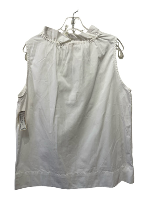 Ann Mashburn Size M White Cotton Ruffle Collar Sleeveless Tie Front Top White / M