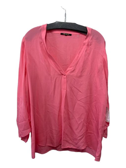 Kobi Halperin Size L Pig Pink Silk V Neck Long Sleeve Top Pig Pink / L