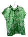 Ann Mashburn Size L Green & White Silk Ruffle Collar Floral Cap Sleeve Top Green & White / L