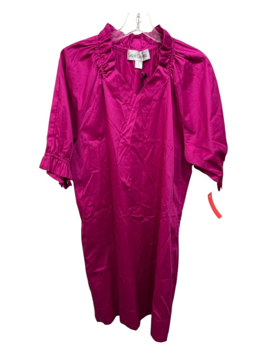 Sara Campbell Size M Fuscia Pink Cotton Ruffle Detail Long Sleeve Dress Fuscia Pink / M