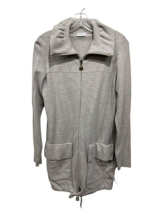 Akris Punto Size 8 Light Gray Wool Zipper Pockets Long Sleeve Jacket Light Gray / 8