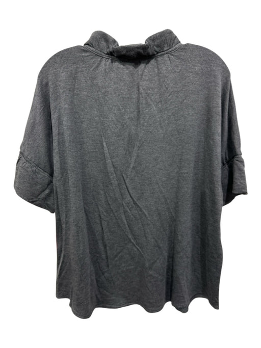 Finley Size M Gray Missing Fabric V Neck Ruffle Collar Half Sleeve Top Gray / M