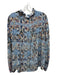 Kobi Halperin Size L Blue Print Silk Abstract Ruffle Detail Long Sleeve Top Blue Print / L