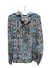 Kobi Halperin Size L Blue Print Silk Abstract Ruffle Detail Long Sleeve Top Blue Print / L
