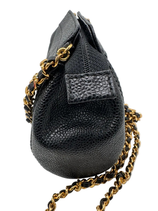 Chanel Black Leather Caviar Gold Chain Crossbody Dustbag Inc. Bag