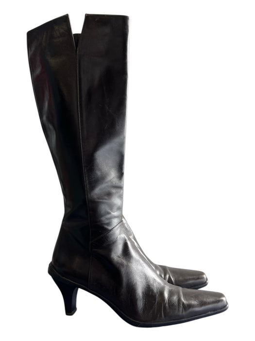 Stuart Weitzman Shoe Size 8.5 Black Brown Leather Square Point Toe Boots Black Brown / 8.5