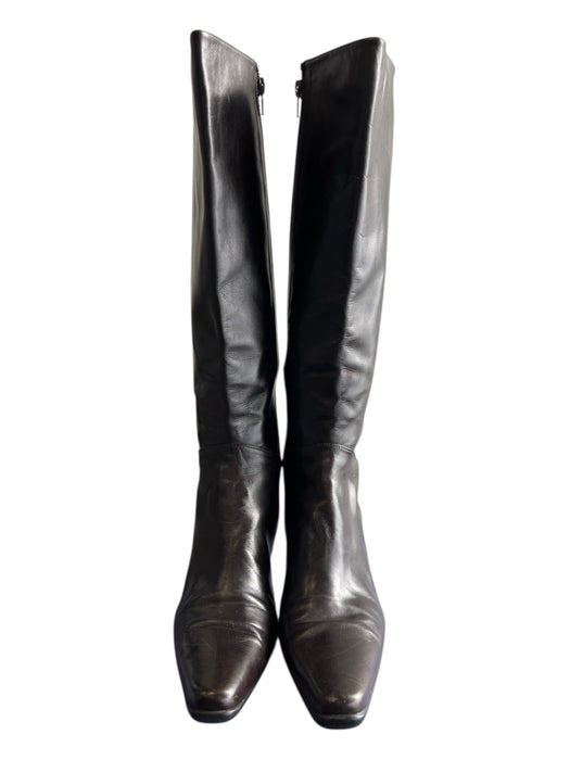 Stuart Weitzman Shoe Size 8.5 Black Brown Leather Square Point Toe Boots Black Brown / 8.5