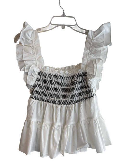 En Saison Size XS White & Black No Fabric Tag Square Neck Ruffle Sleeveless Top White & Black / XS