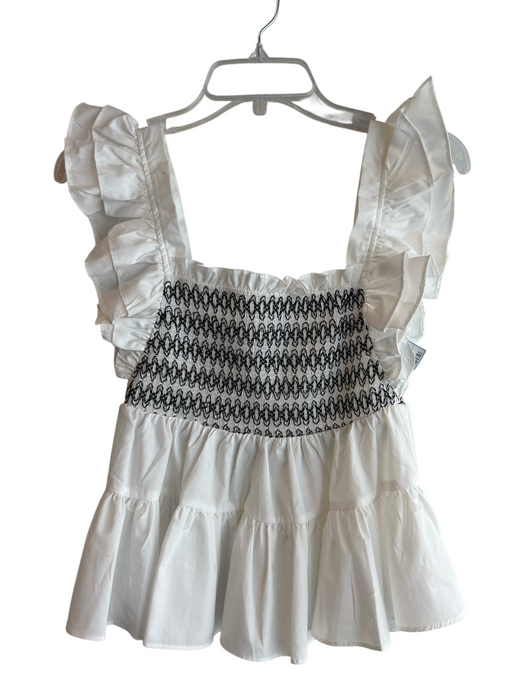 En Saison Size XS White & Black No Fabric Tag Square Neck Ruffle Sleeveless Top White & Black / XS